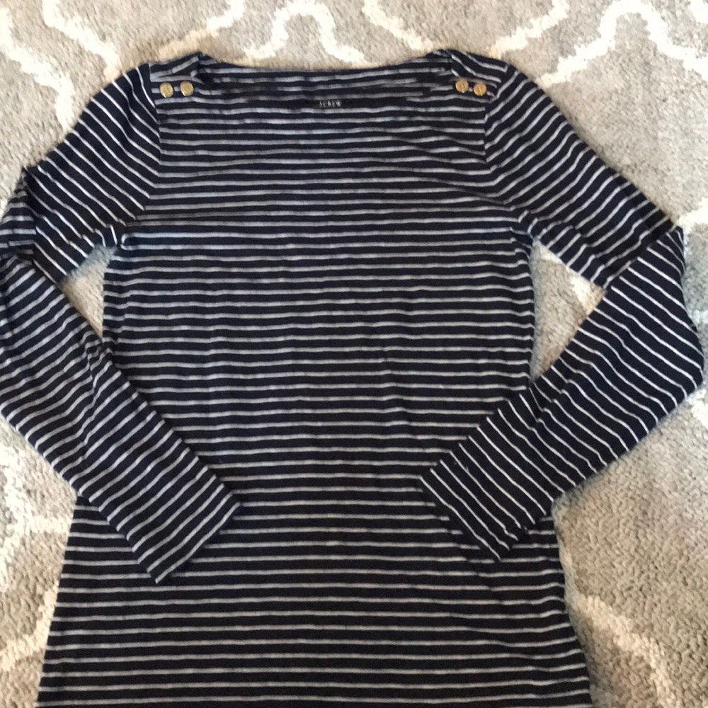 J crew long sleeve navy and stripped painters tee